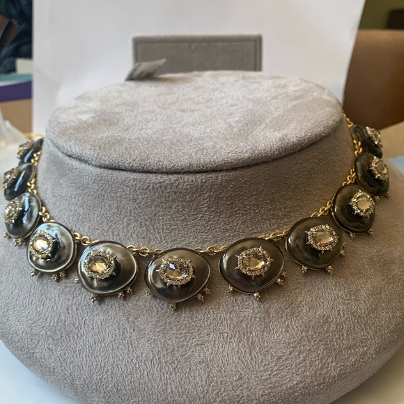 ALEXIS BITTAR • NEW Crystal Studded Satin Silk Lucite Spiked Starburst Necklace - Picture 6 of 15